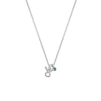 Silver Mini Taurus Horoscope & Emerald Birthstone Necklace