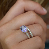 Silver Amethyst Claw Ring