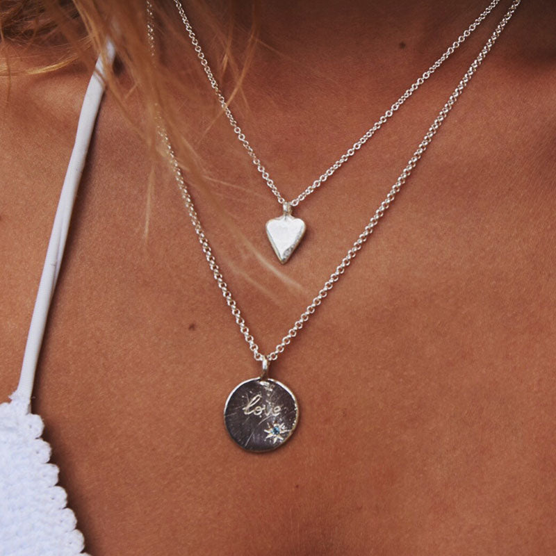 Silver Aquamarine Midnight Moon Necklace