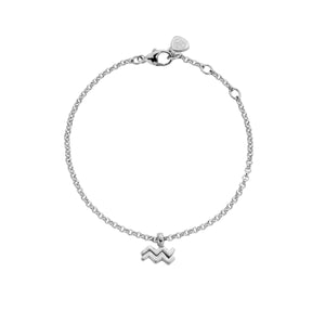 Silver Mini Aquarius Horoscope Chain Bracelet