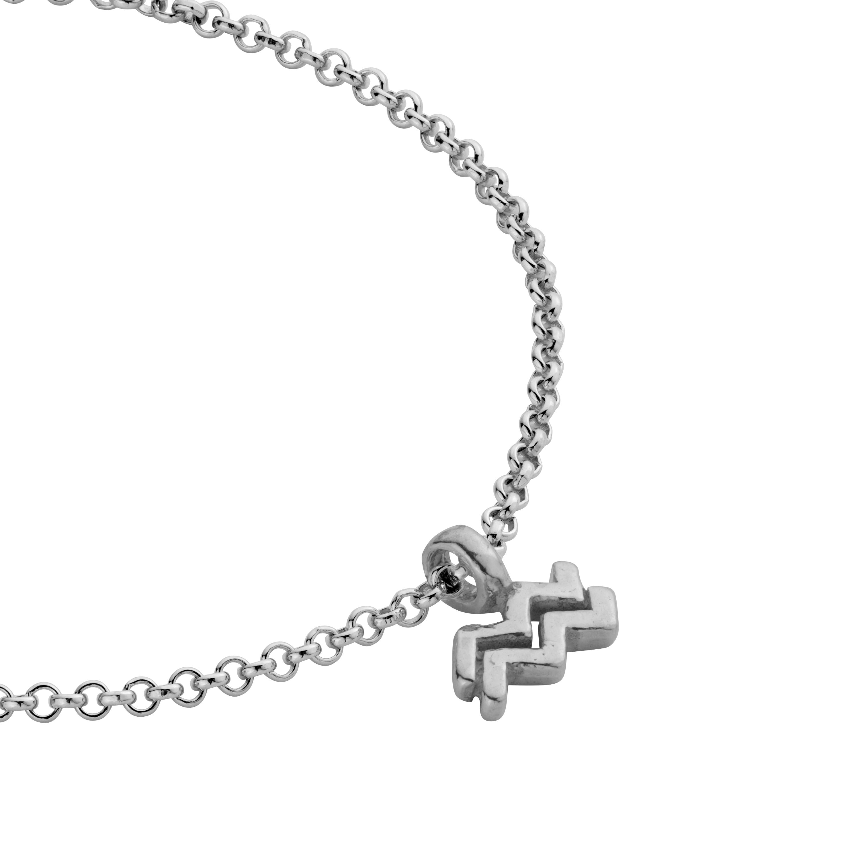 Silver Mini Aquarius Horoscope Chain Bracelet