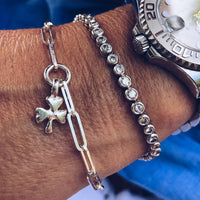 Silver Baby Shamrock Trace Chain Bracelet