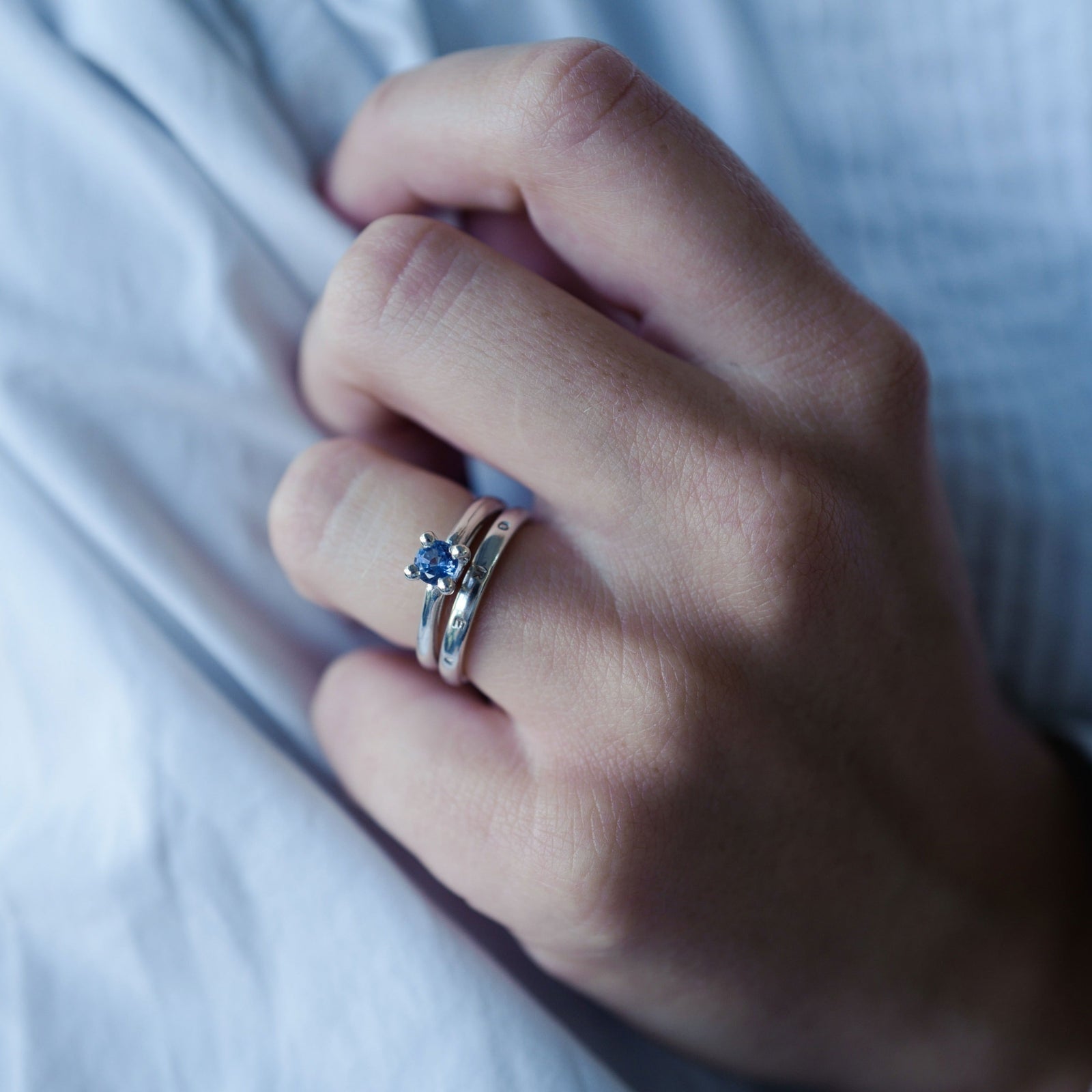 Silver Blue Sapphire Signature Claw Ring