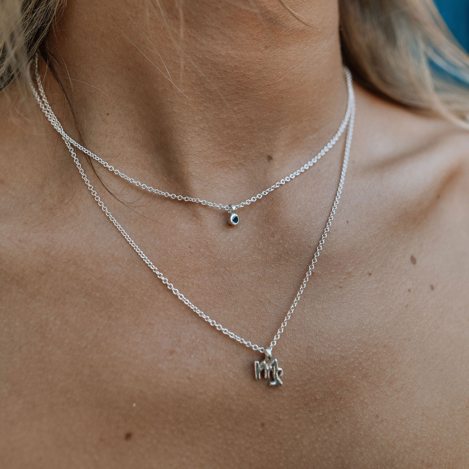 Silver Mini Blue Sapphire Necklace