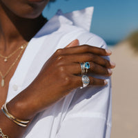 Silver Blue Topaz Claw Ring