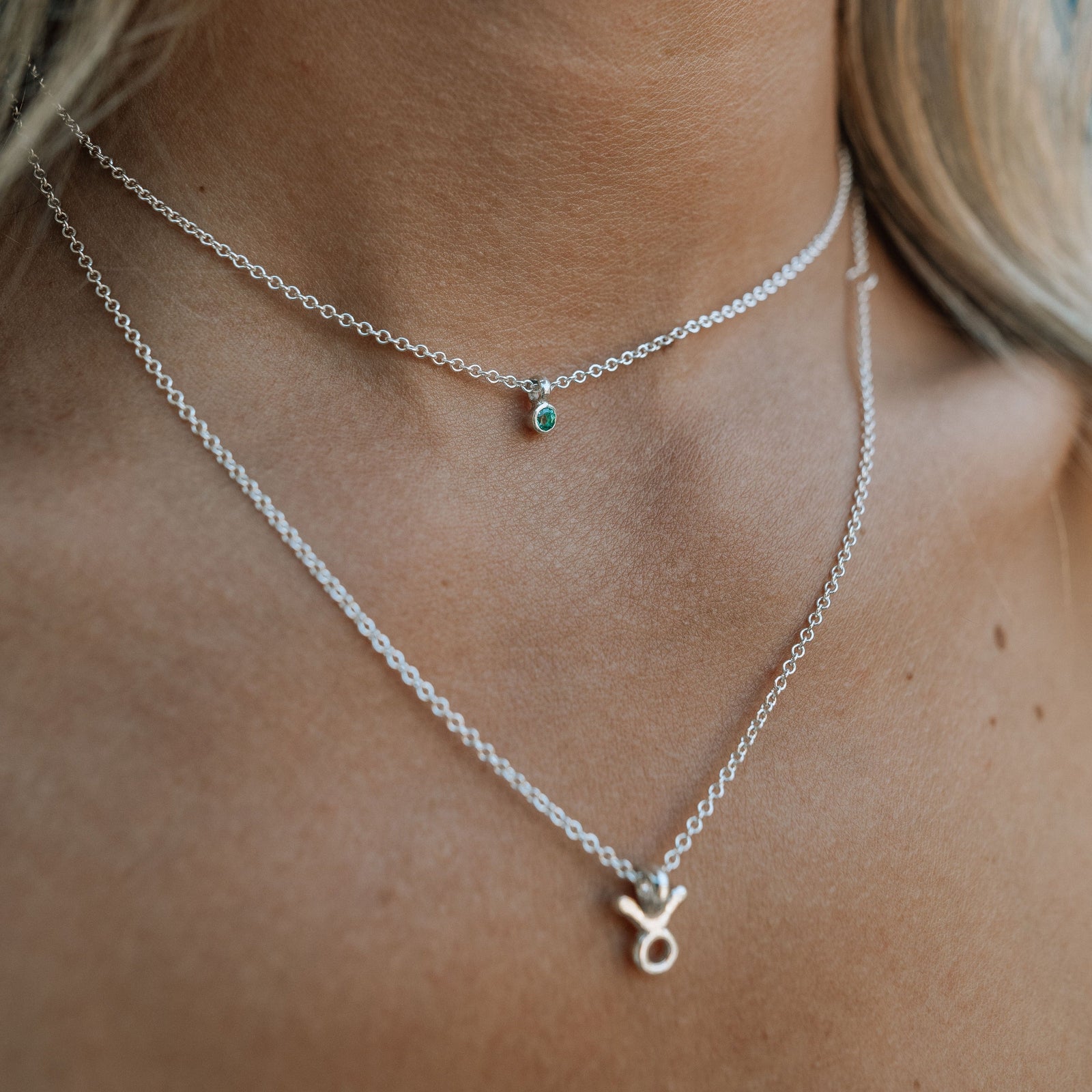 Silver Mini Emerald Necklace