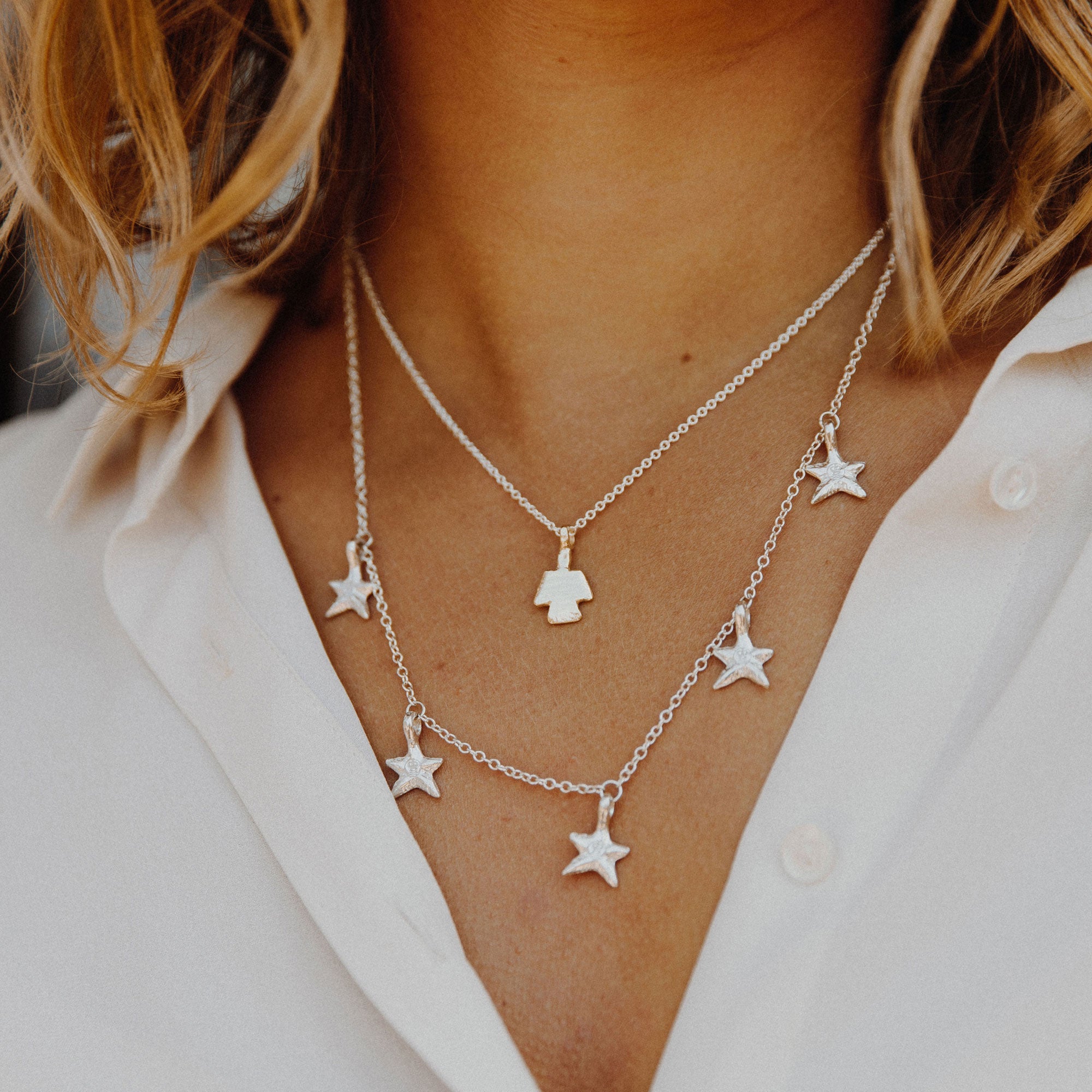 Silver Five Star Necklace