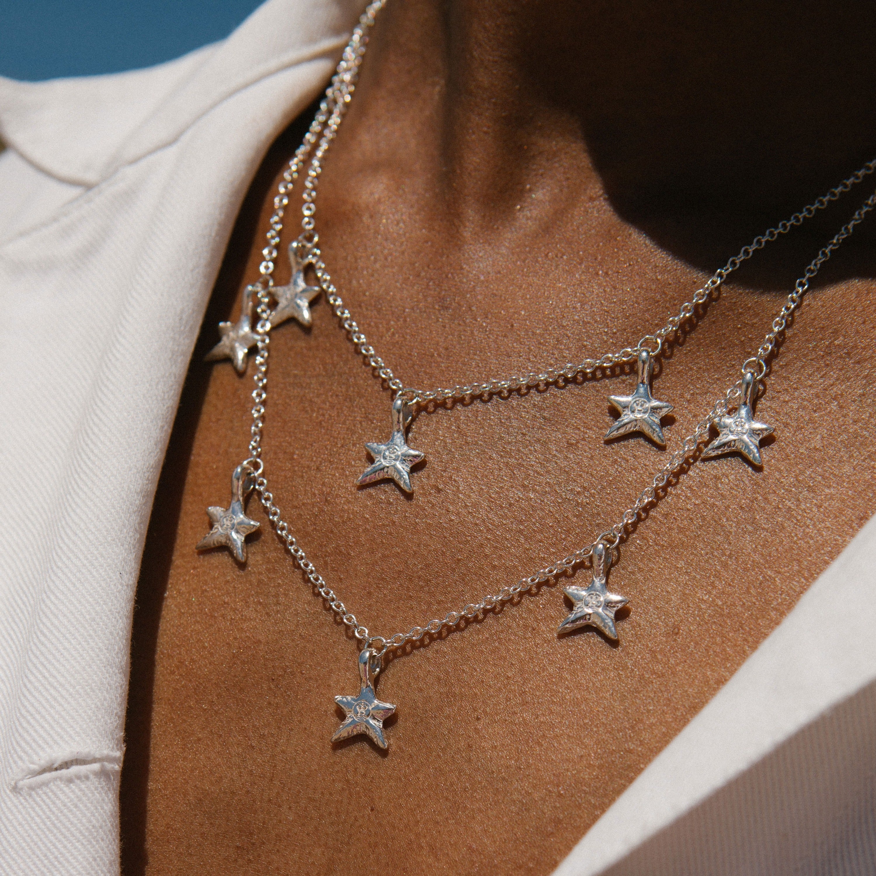 Silver Five Star Necklace