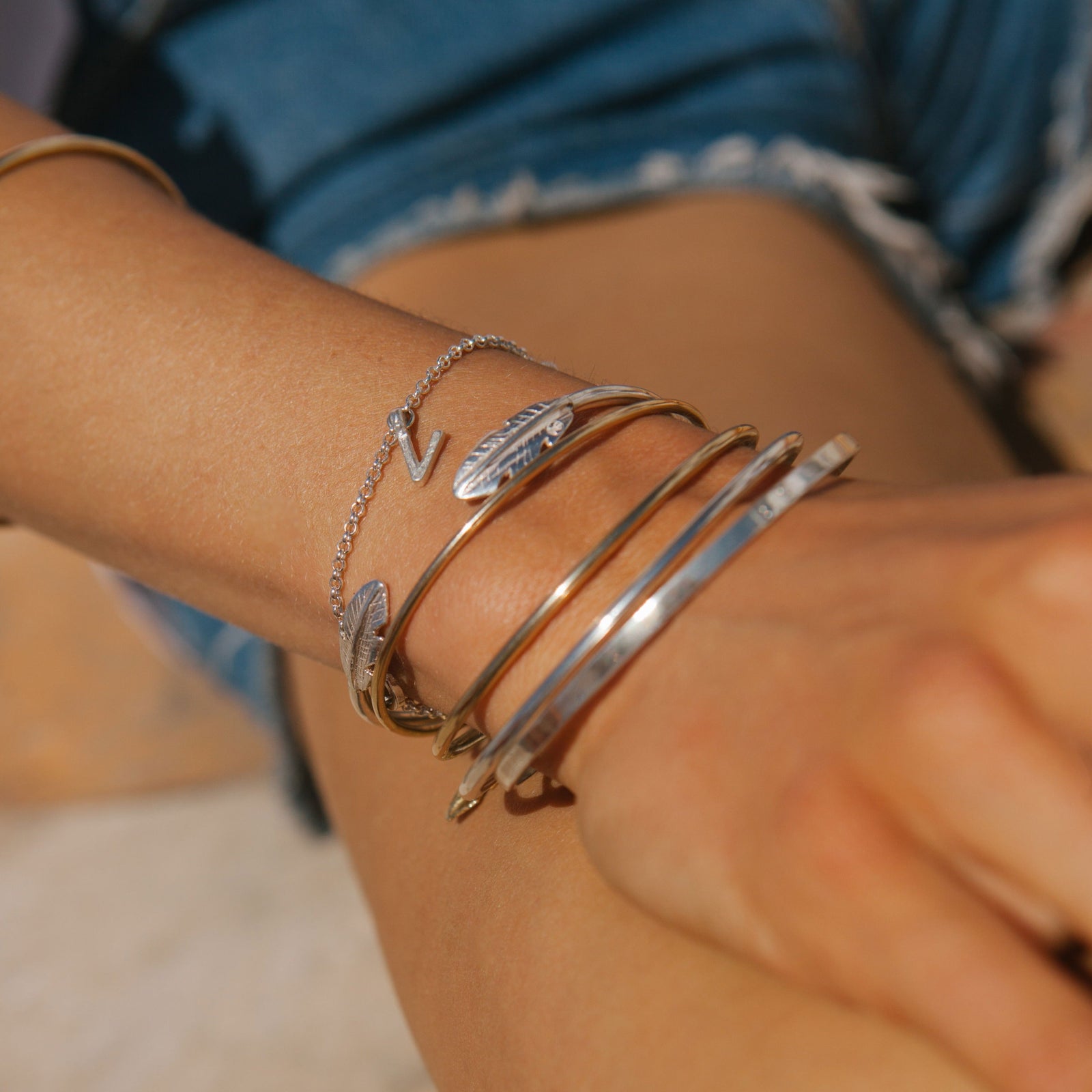Silver Fixed Alphabet Chain Bracelet