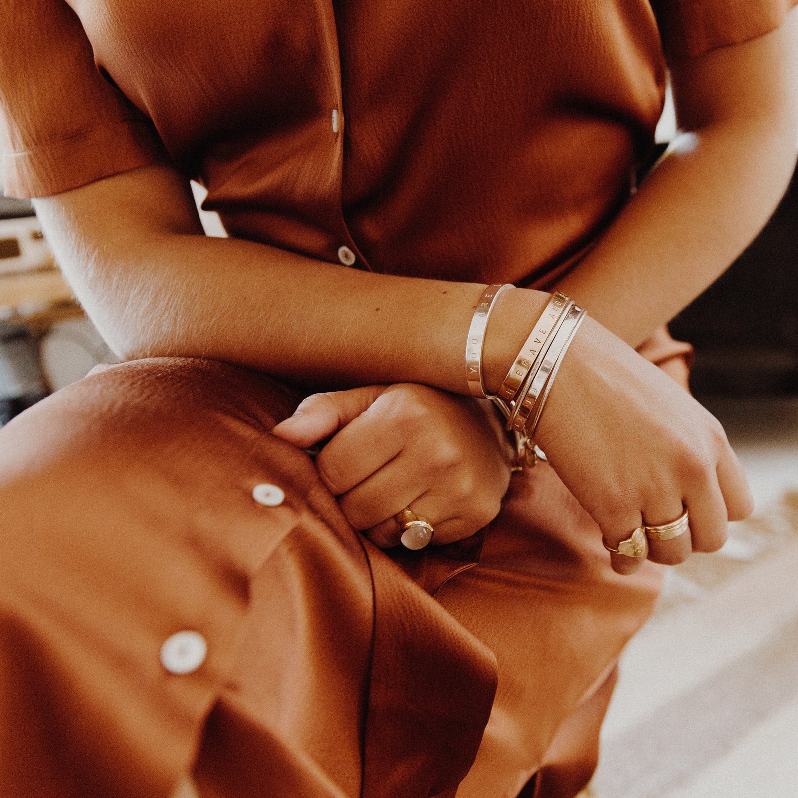 Silver Full Signature Bangle