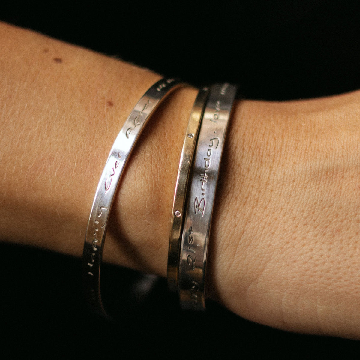 Bangle Design Writing Style Silver Full Signature Bangle With Handwriting – Daniella Draper