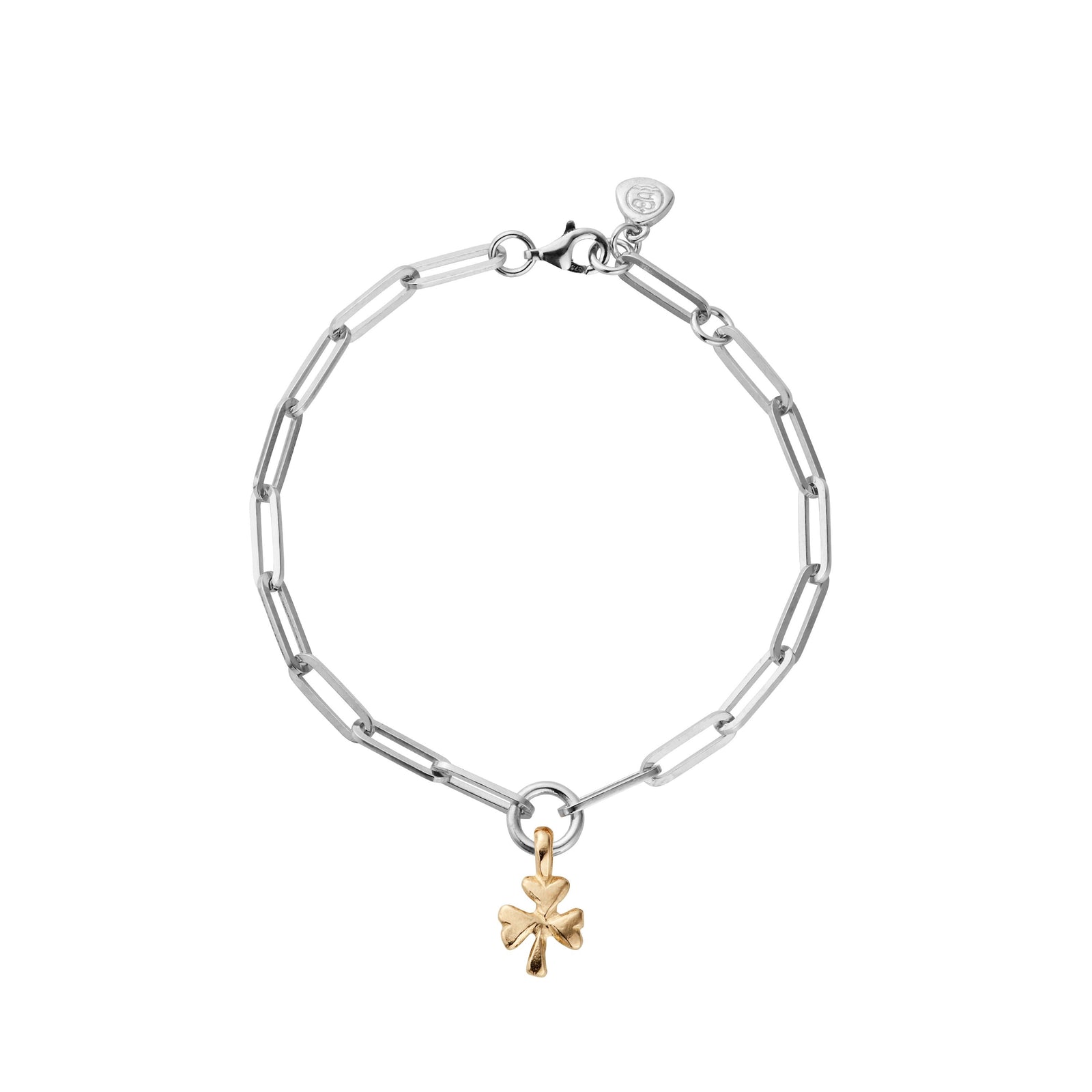 Silver & Gold Baby Shamrock Trace Chain Bracelet