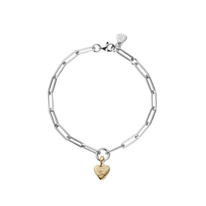 Silver & Gold Baby Heart Trace Chain Bracelet