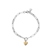 Silver & Gold Baby Heart Trace Chain Bracelet