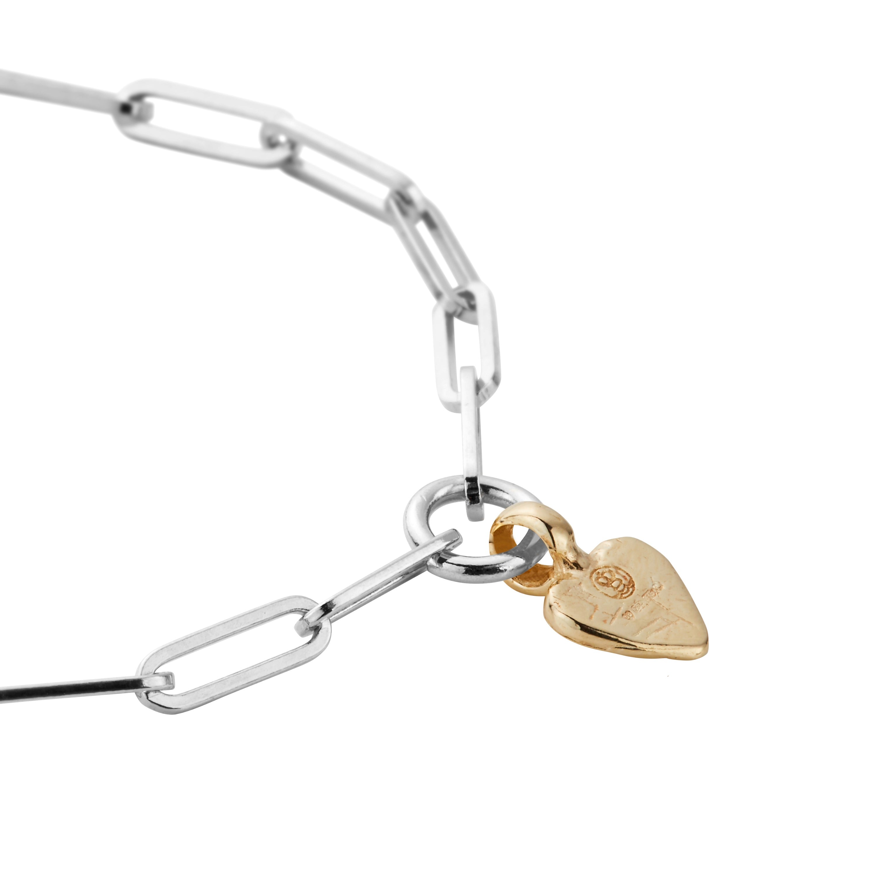 Silver & Gold Baby Heart Trace Chain Bracelet