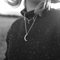 Silver & Gold Large Crescent Moon Necklace