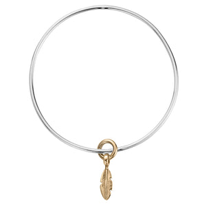 Silver & Gold Mini Feather Bangle