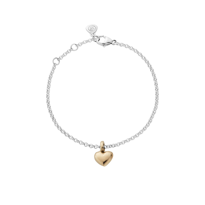 Silver & Gold Think of Me Heart Chain Bracelet Single