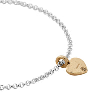 Silver & Gold Think of Me Heart Chain Bracelet Single