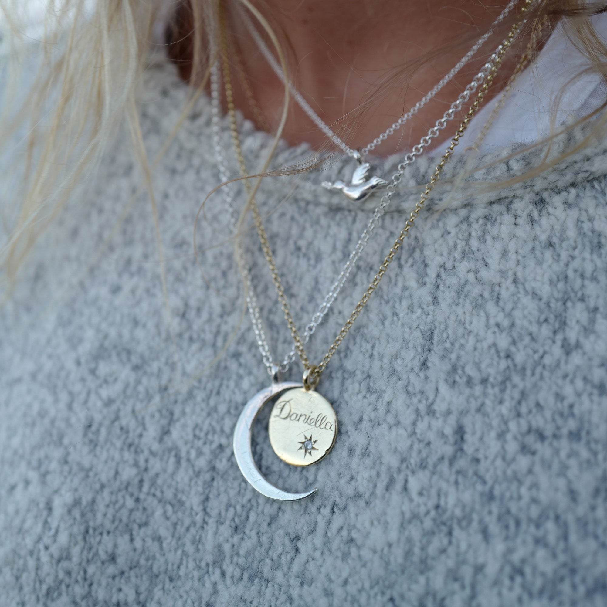 Silver Large Crescent Moon Necklace – Daniella Draper