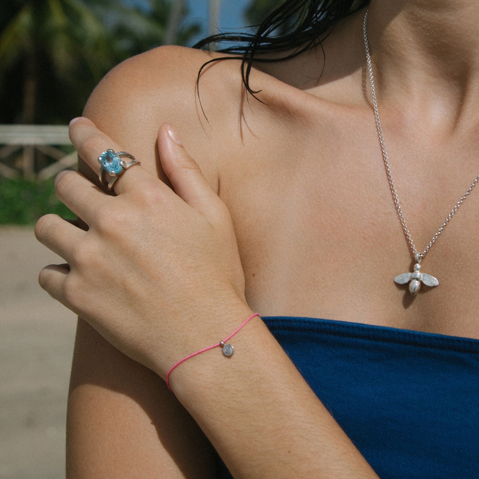 Silver Large Honey Bee Necklace