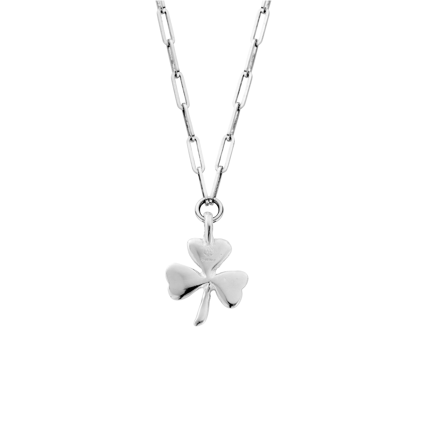 Silver Large Shamrock Trace Chain Necklace