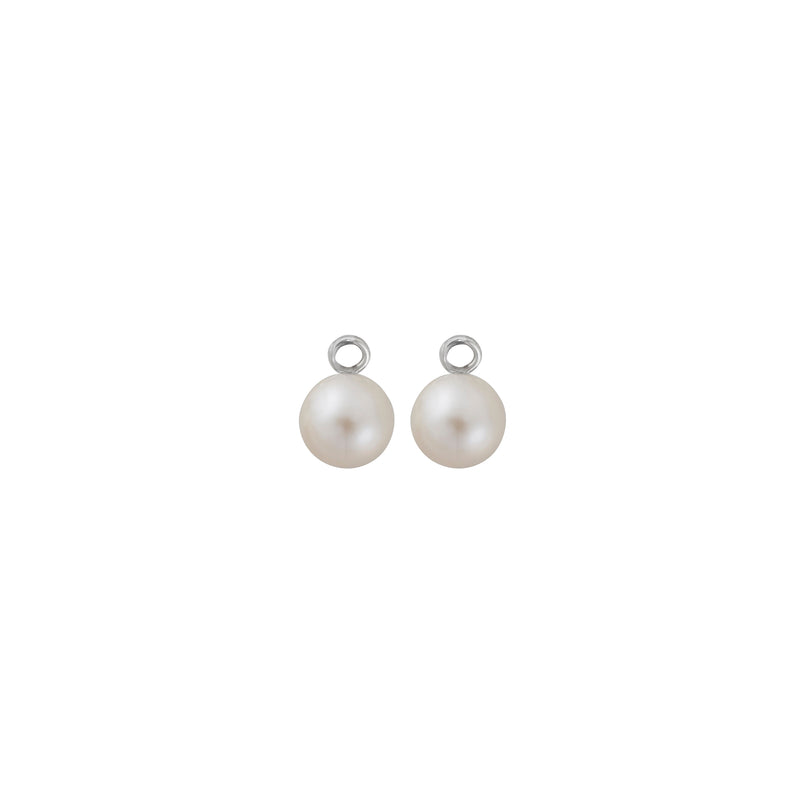 Silver Large White Pearl Earring Charms