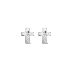 Silver Little Cross Ear Charm Set