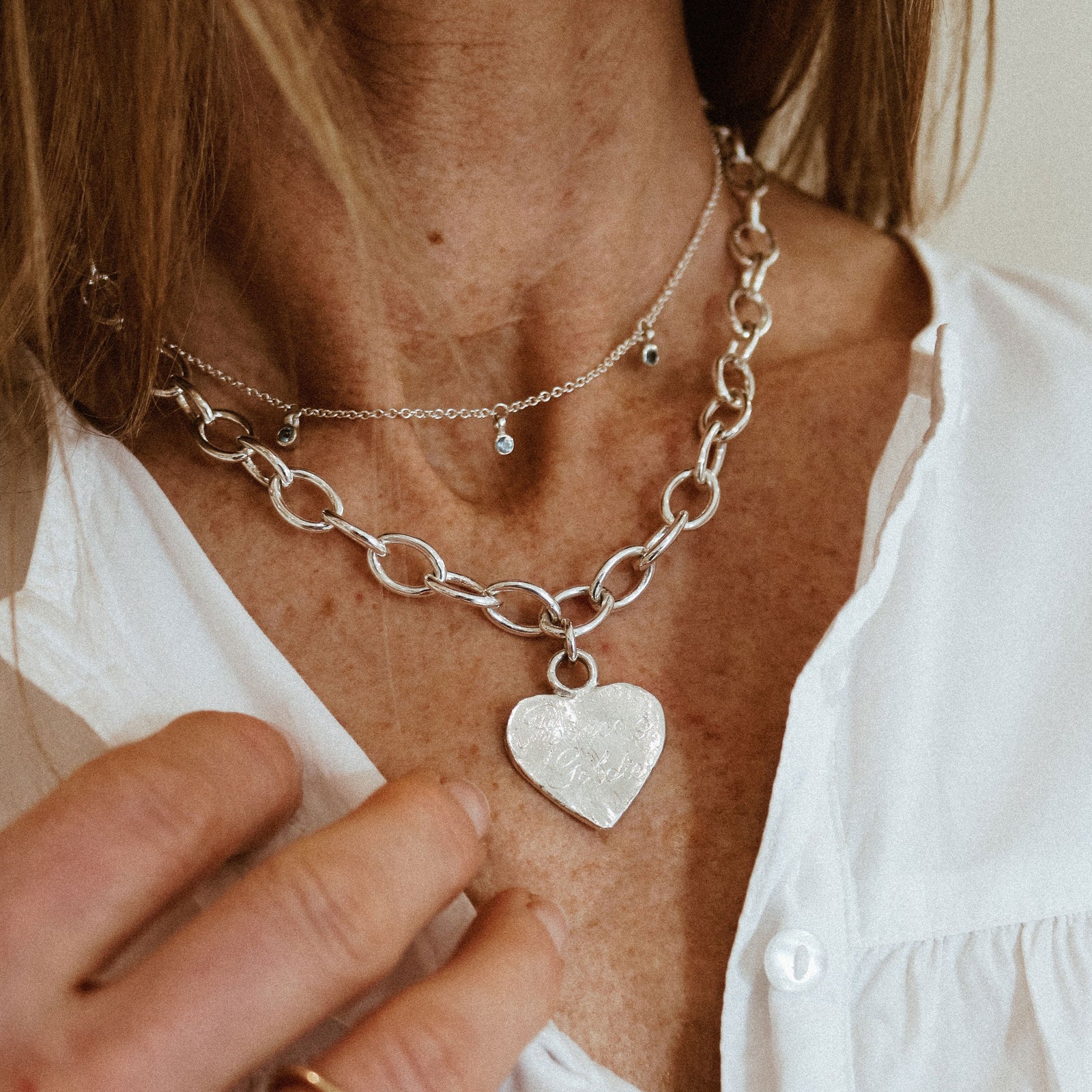 Silver Trio Blue Topaz Necklace