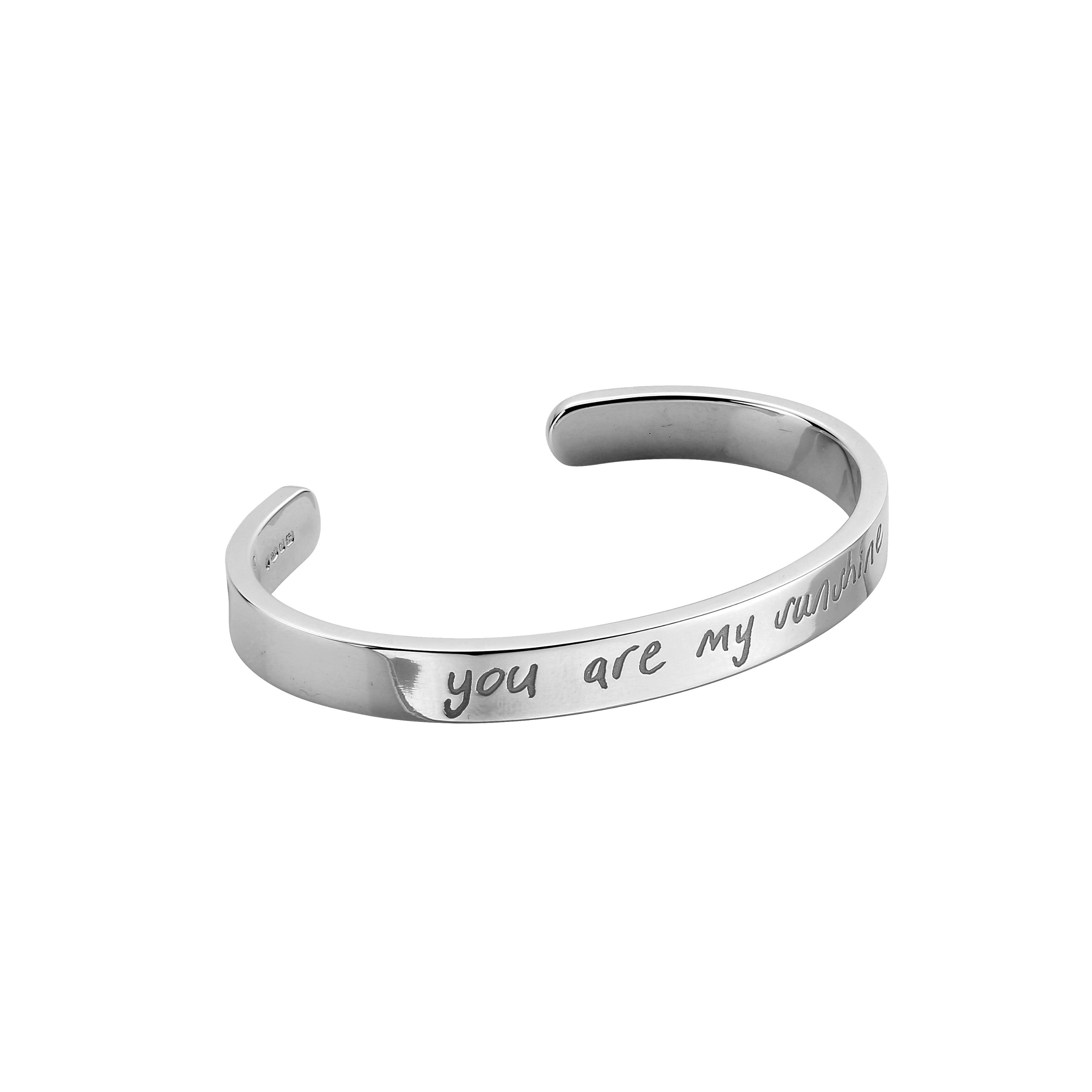 Silver Luxury Signature Bangle with Handwriting