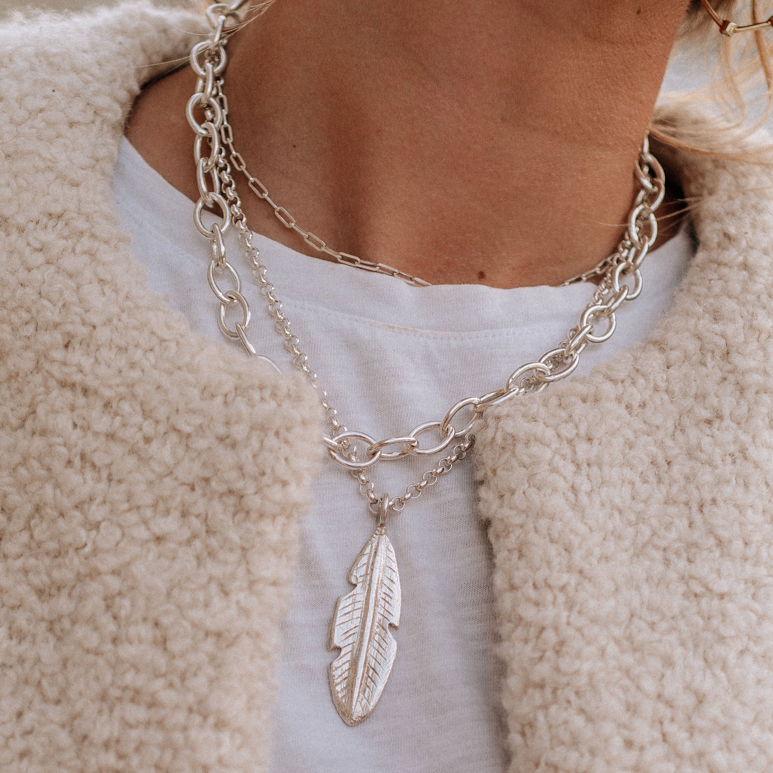 Silver Maxi Feather Necklace