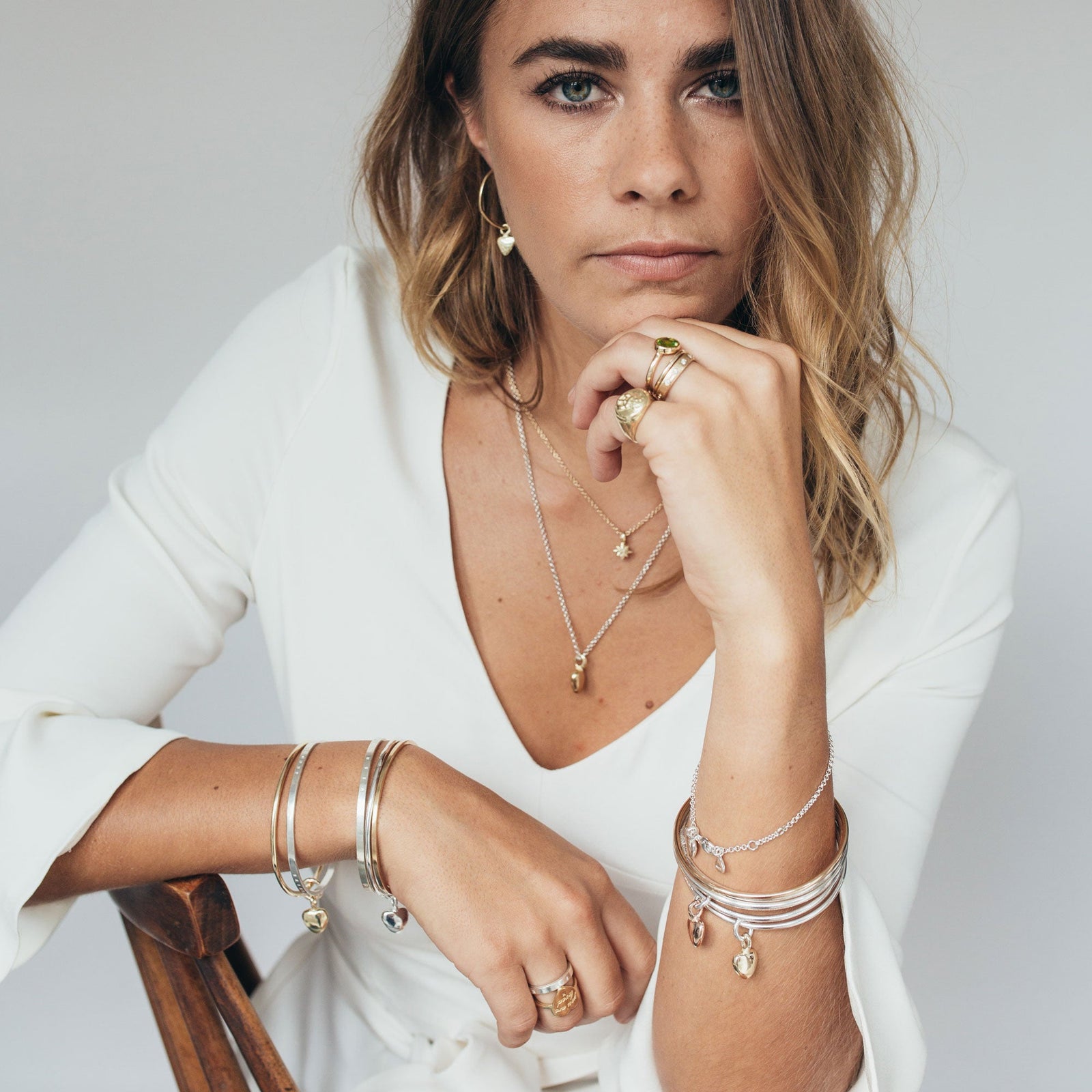 Silver & Gold Maxi Grateful Heart Bangle