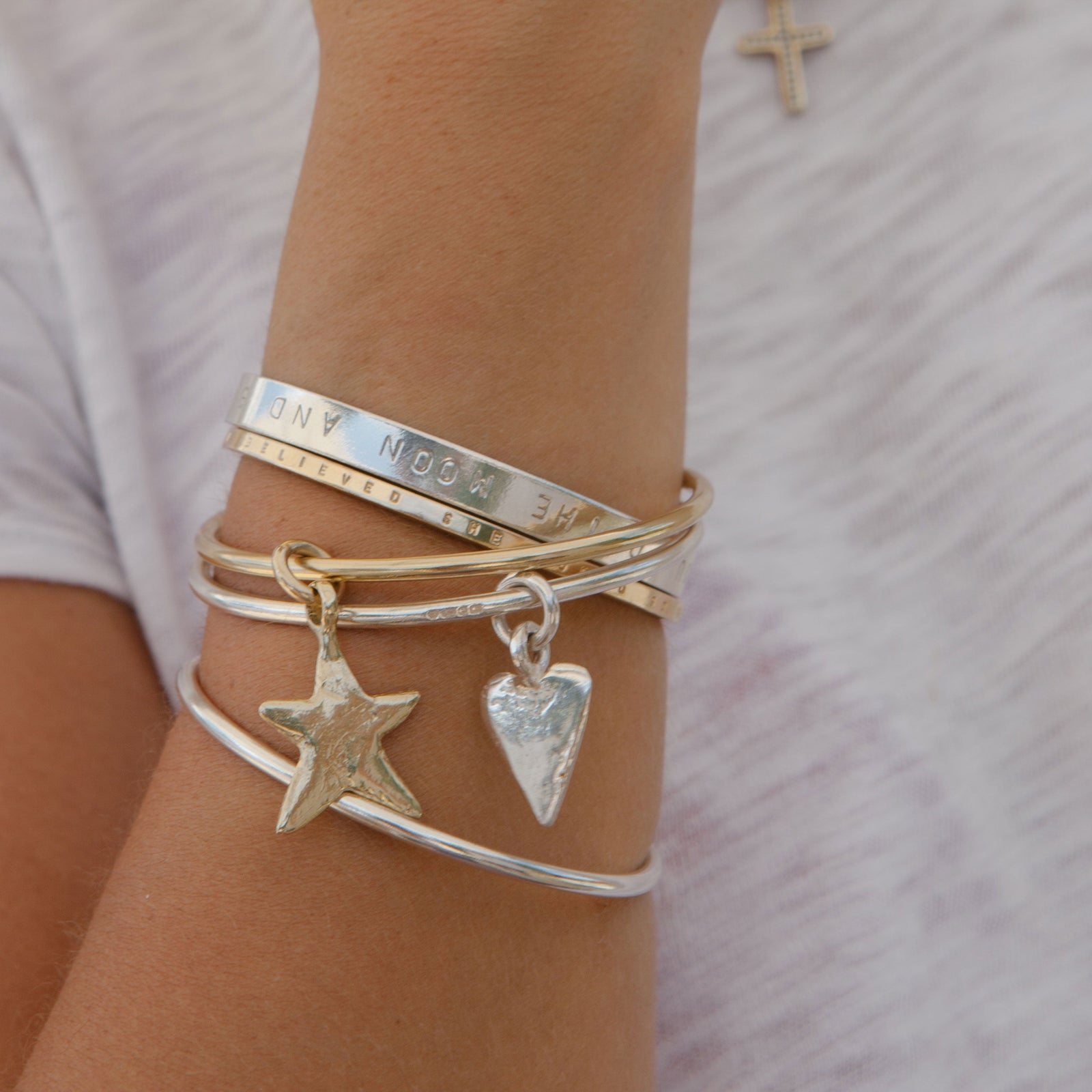 Silver Maxi Heart Bangle