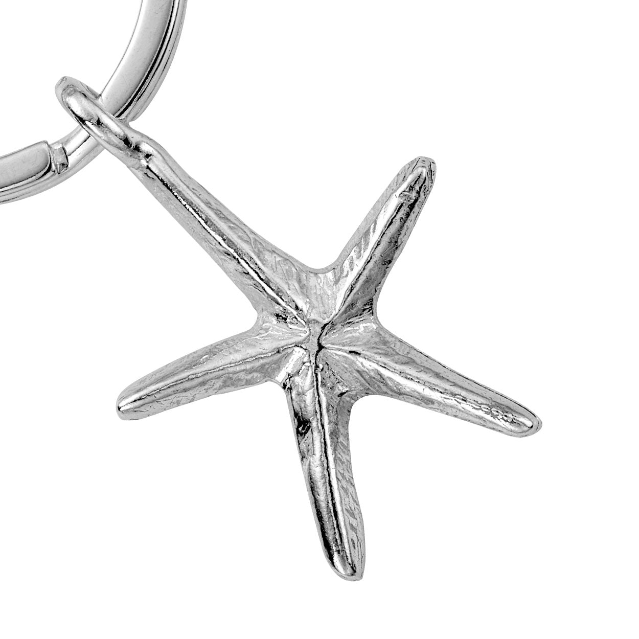 Silver Large Starfish Key Ring