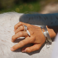 Silver Medium Stirrup Bangle