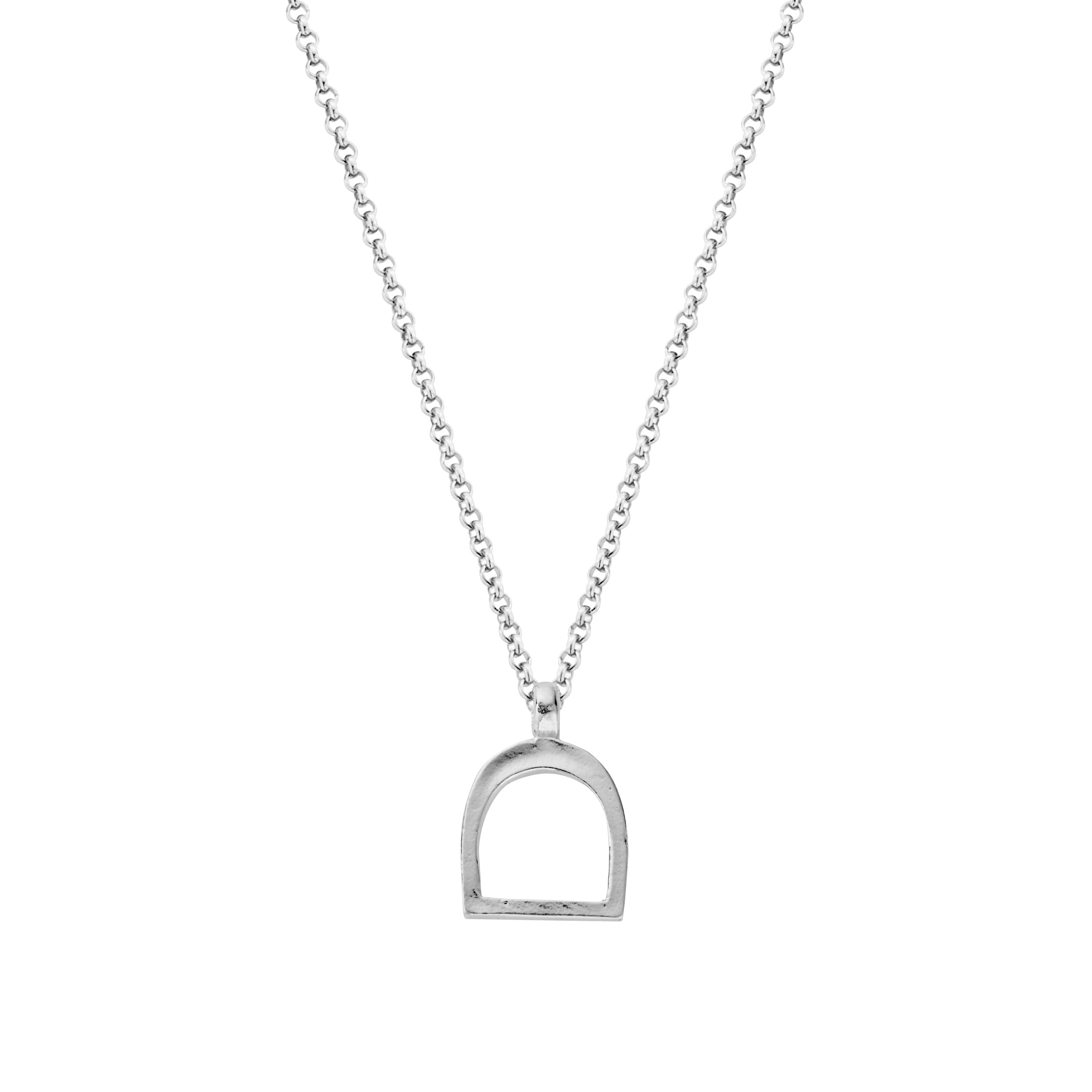 Silver Medium Stirrup Necklace
