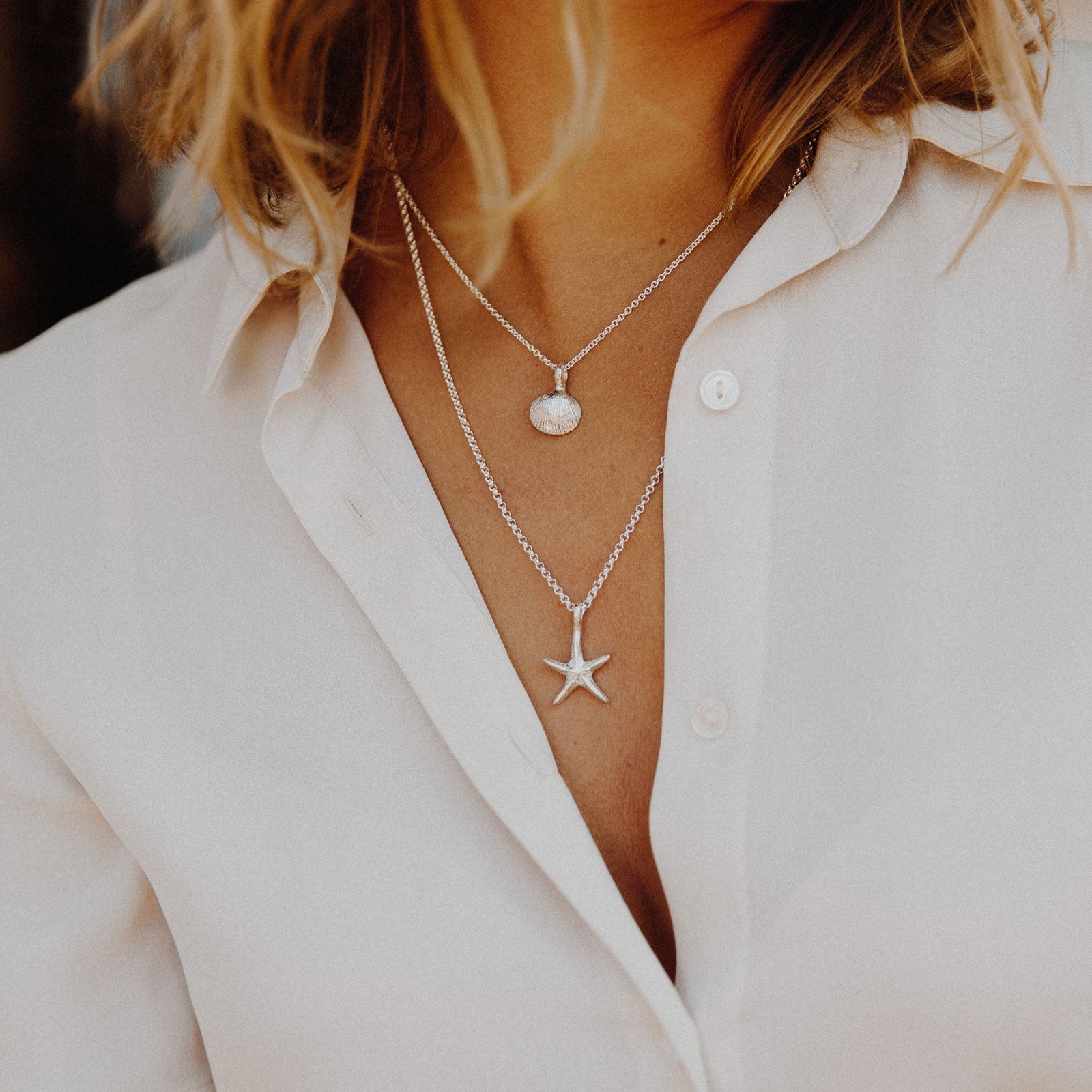 Silver Medium Starfish Necklace