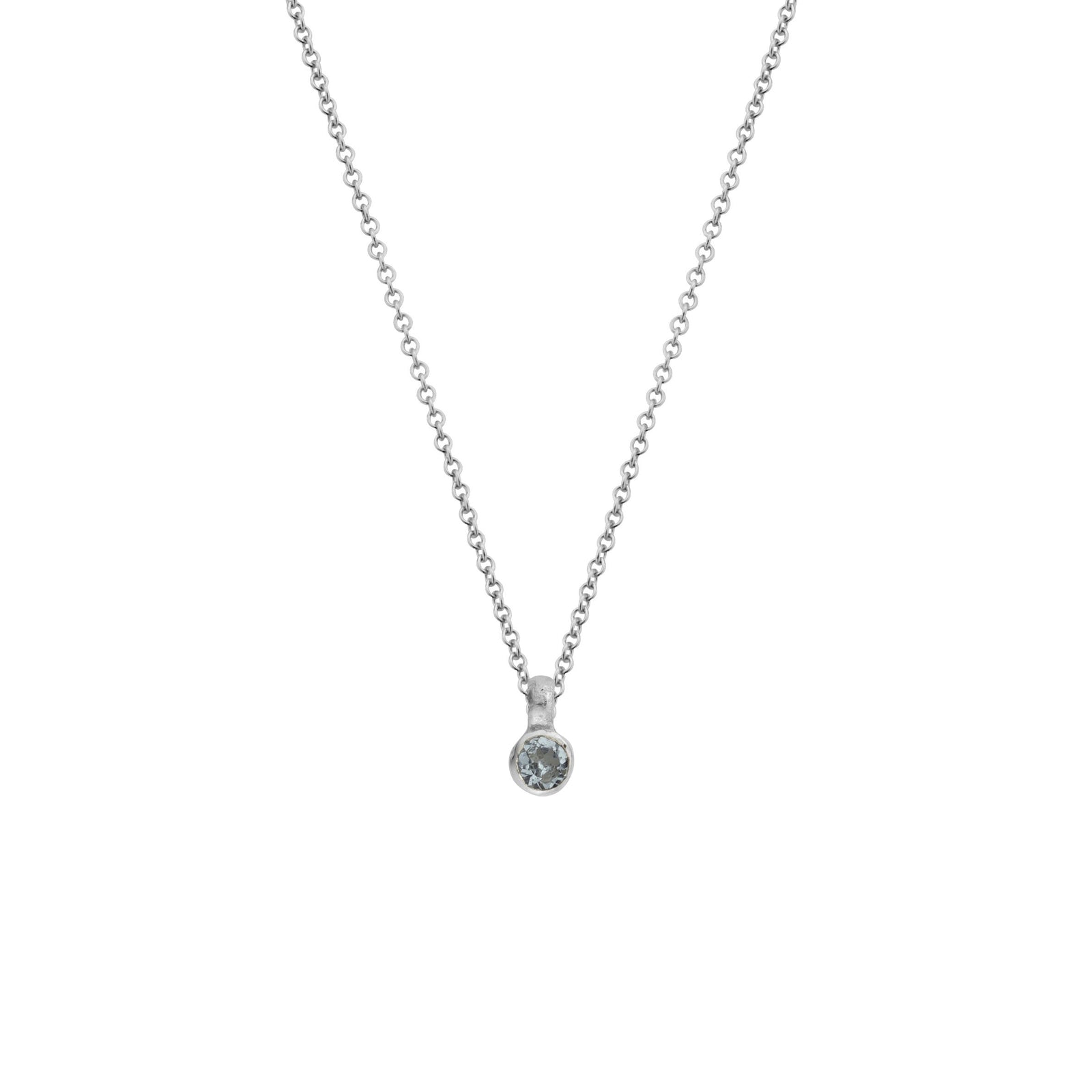 Silver Mini Aquamarine Necklace