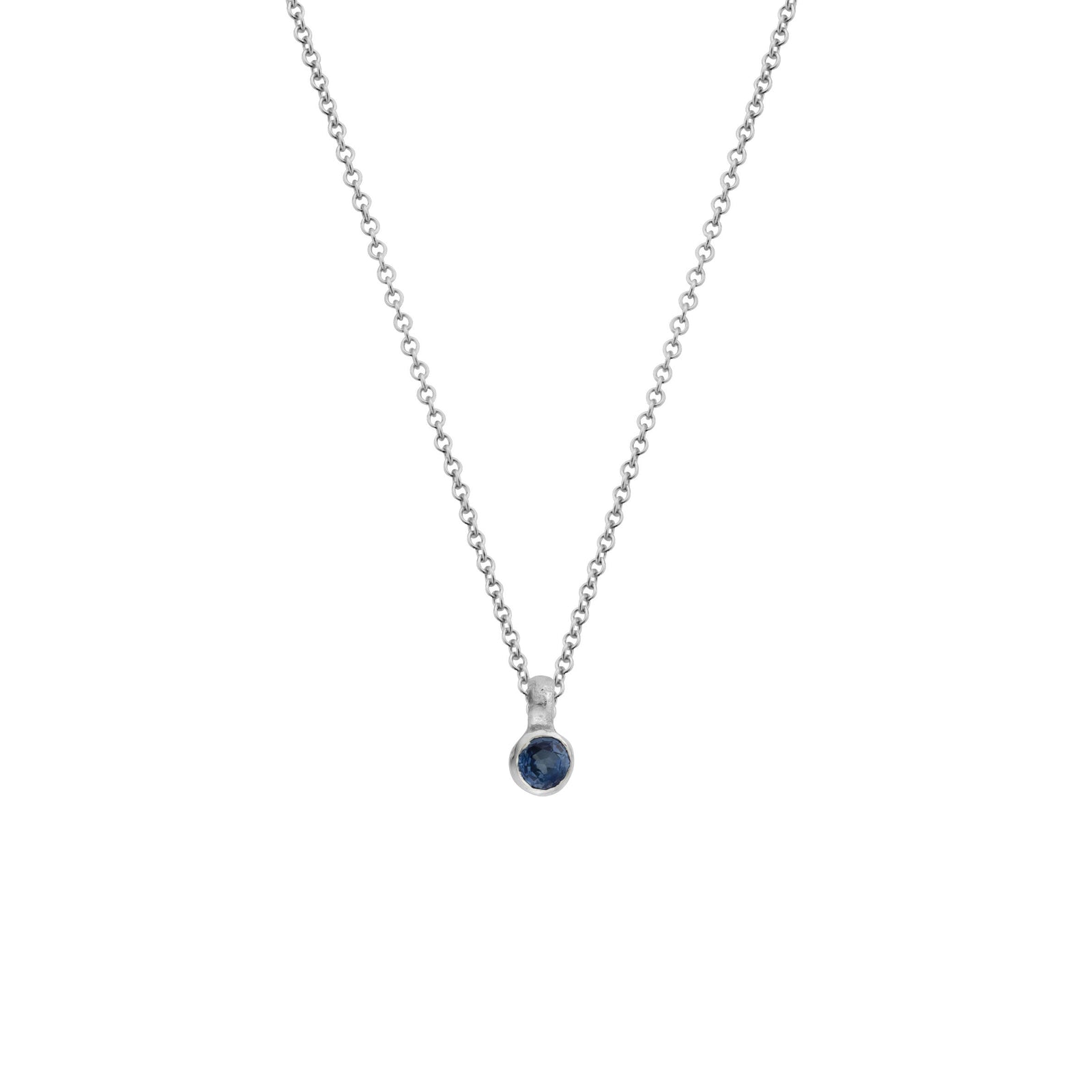 Silver Mini Blue Sapphire Necklace