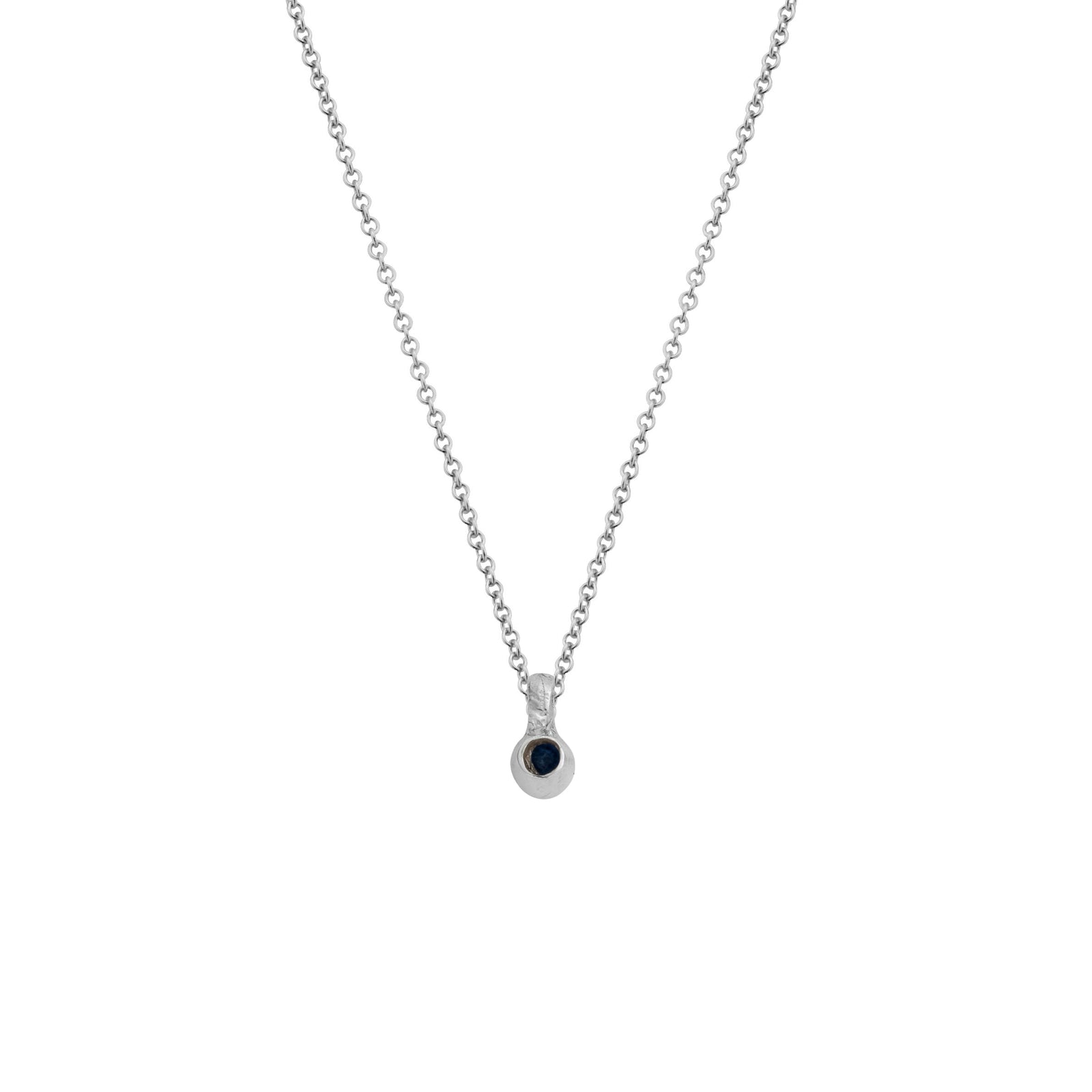 Silver Mini Blue Sapphire Necklace