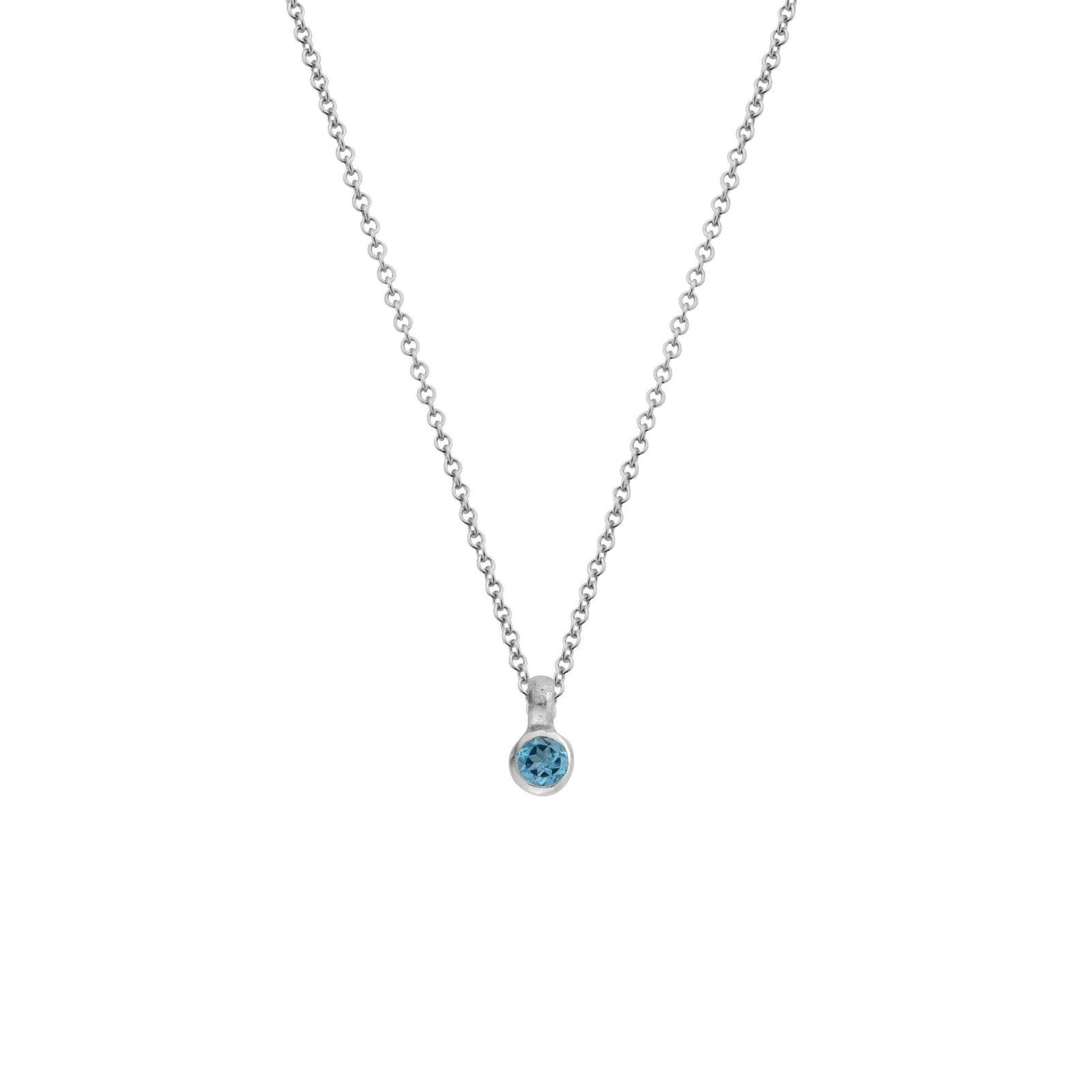 Silver Mini Blue Topaz Necklace