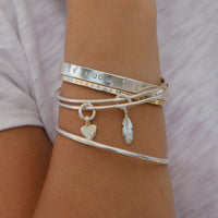 Silver Mini Feather Bangle