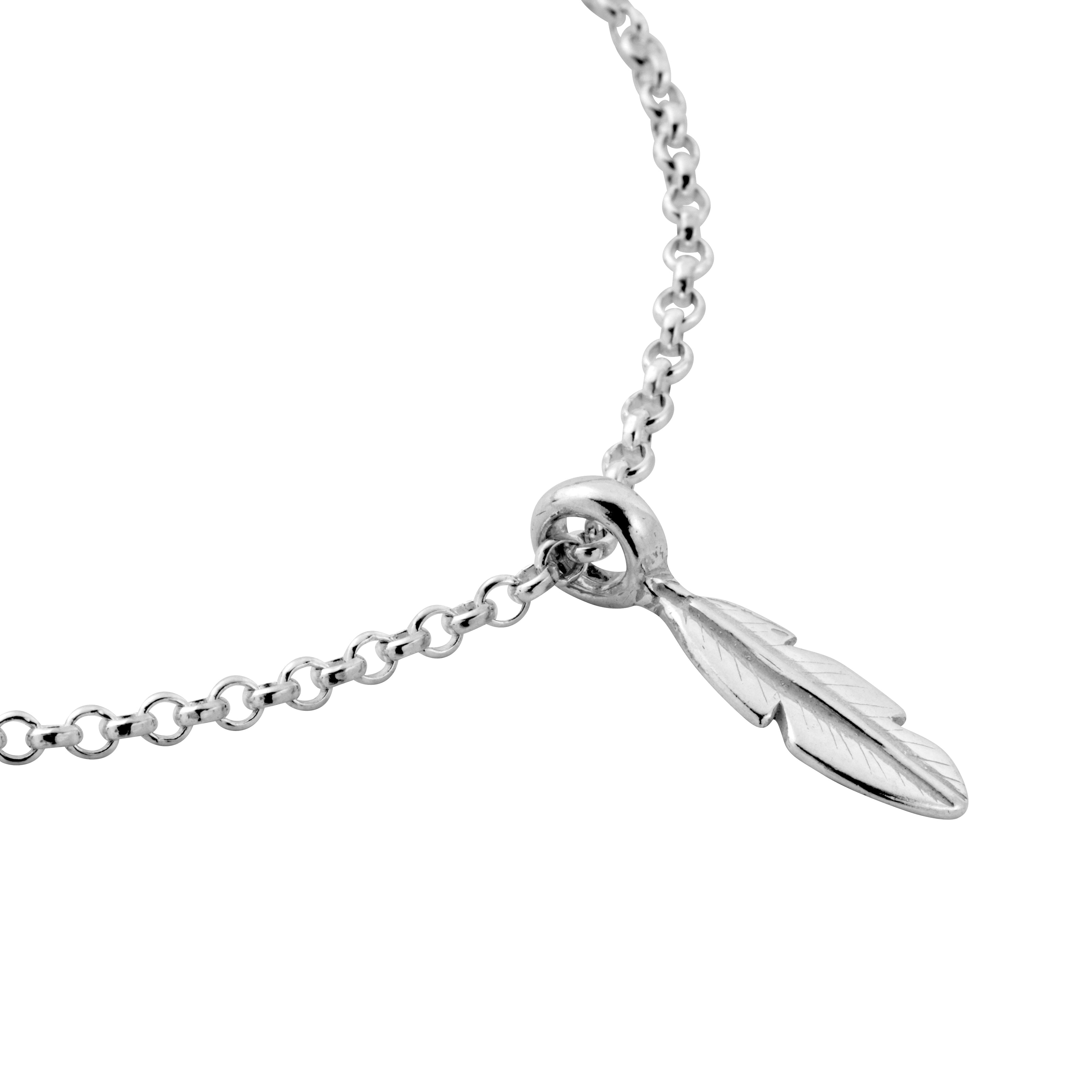 Silver Mini Feather Chain Bracelet