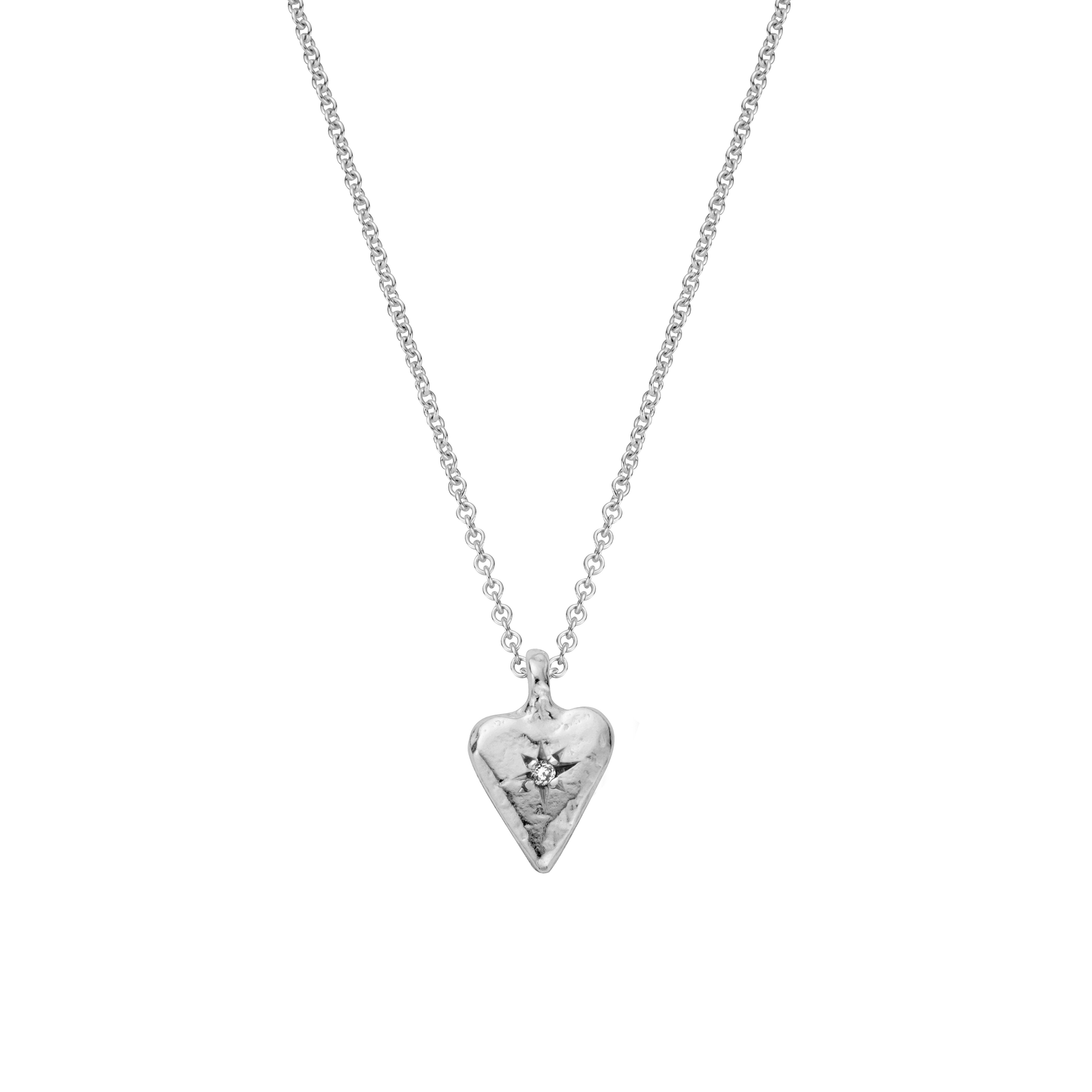 Silver Diamond Mini Heart Necklace