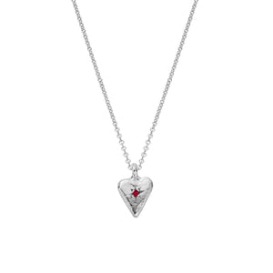 Silver Ruby Mini Heart Necklace