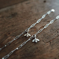 Silver Mini Honey Bee Trace Chain Bracelet