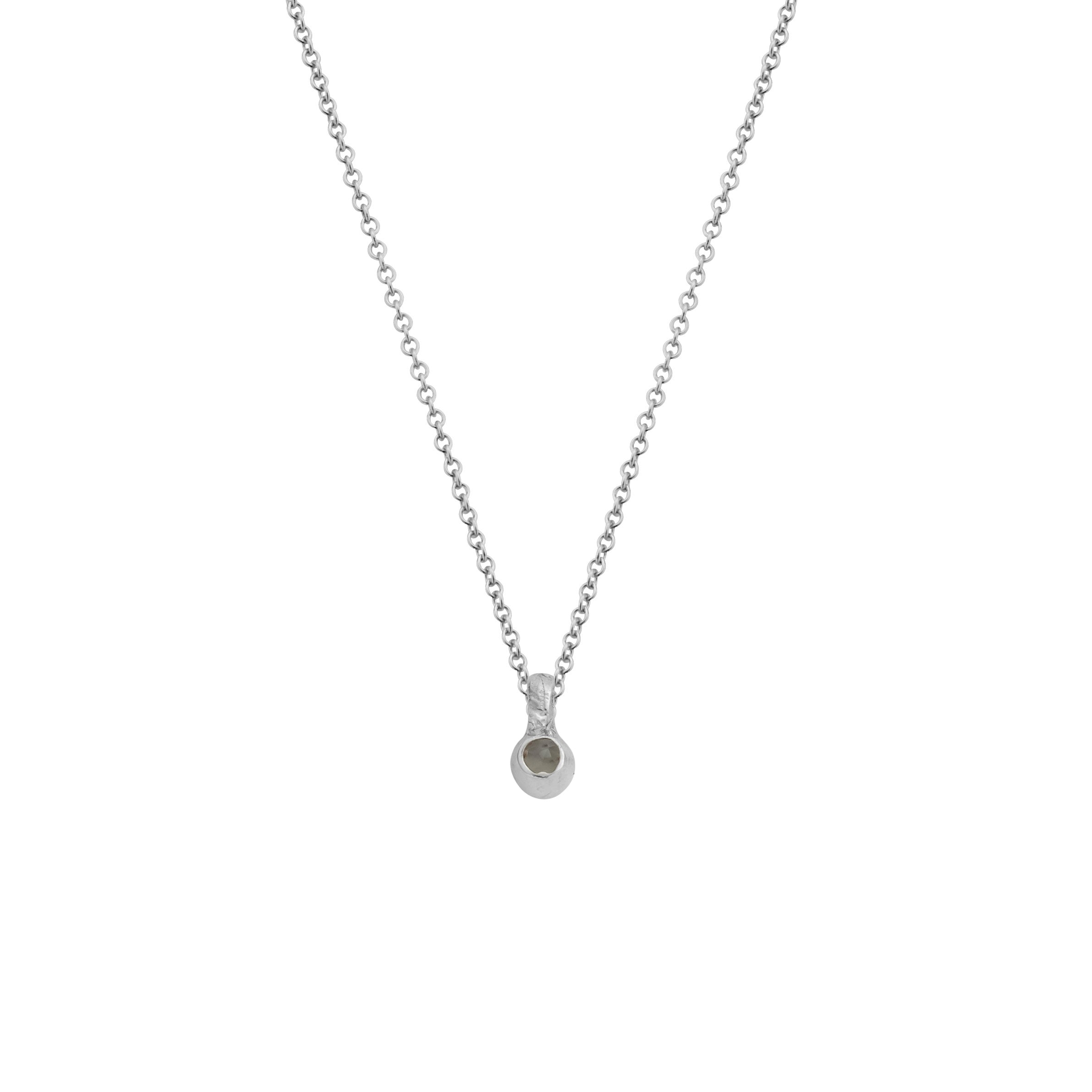 Silver Mini Moonstone Necklace