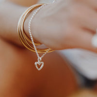 Silver Mini Open Heart Chain Bracelet