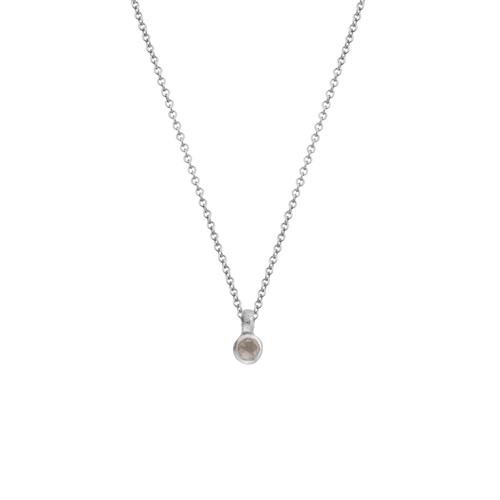 Silver Mini Rose Quartz Necklace