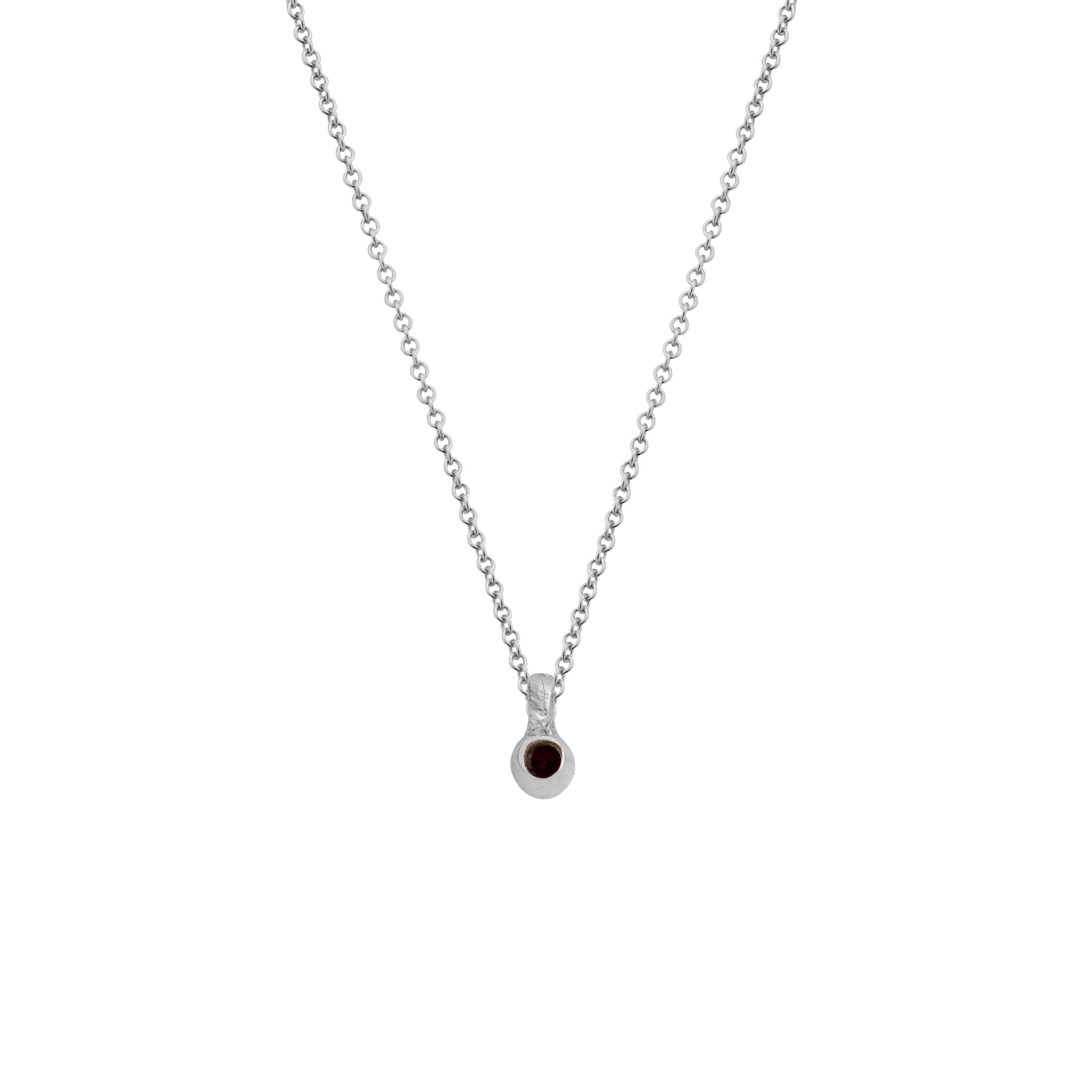 Silver Mini Ruby Necklace